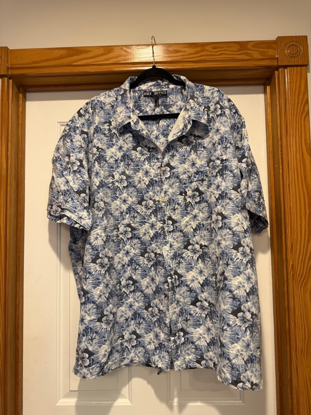 Blue Floral Short-Sleeve Button-Down Shirt
